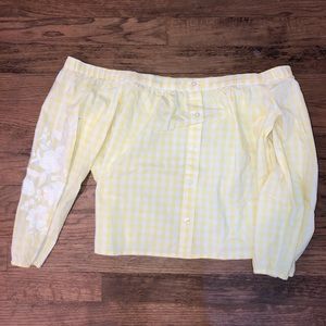 hollister yellow checkered off the shoulder top